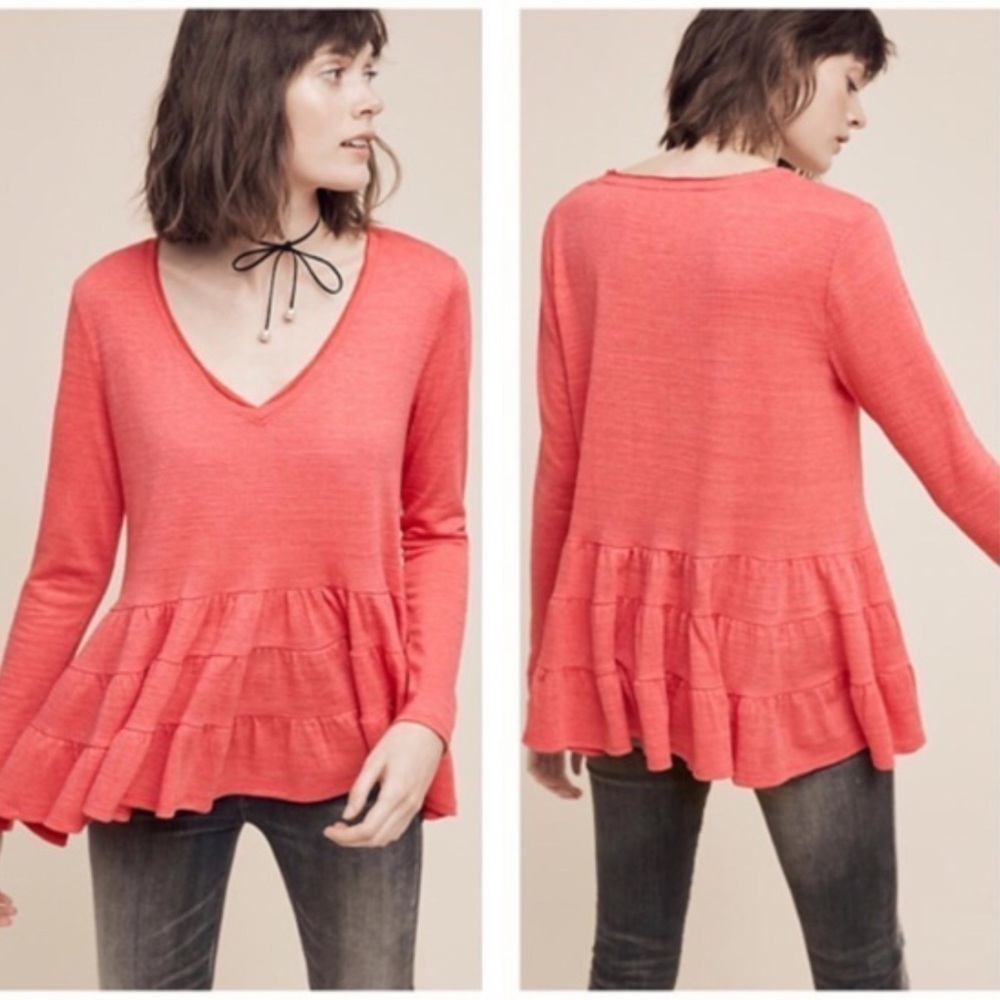 Anthropologie deletta Ruffled Peplum Top